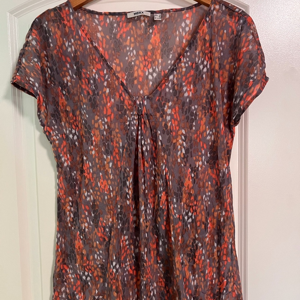 Mexx Orange and Gray Patterned Blouse